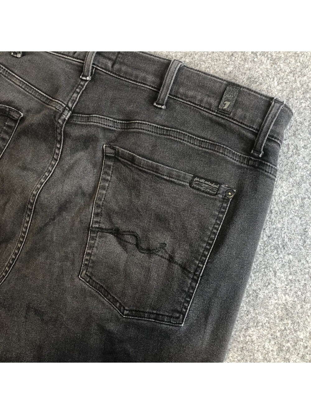 Seven 7 For All Mankind Jeans 38x30 Black Slimmy Straight Leg Stretch Comfort